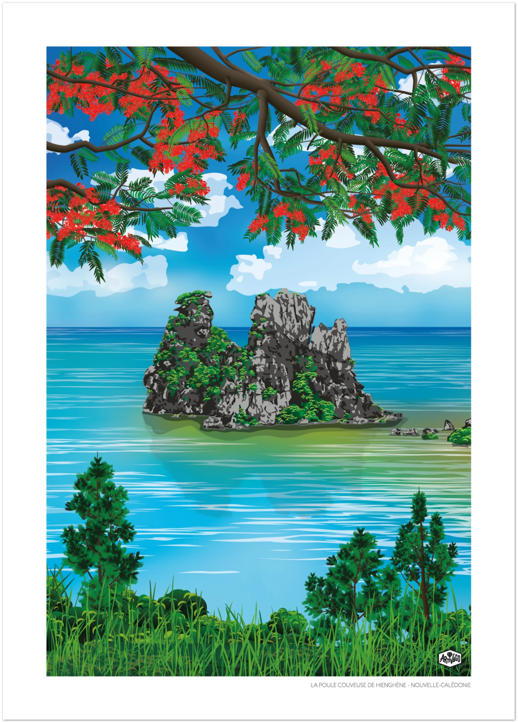 Affiche Nouvelle-Calédonie « La poule couveuse de Hienghène » – format 50×70 cm seule – vue produit