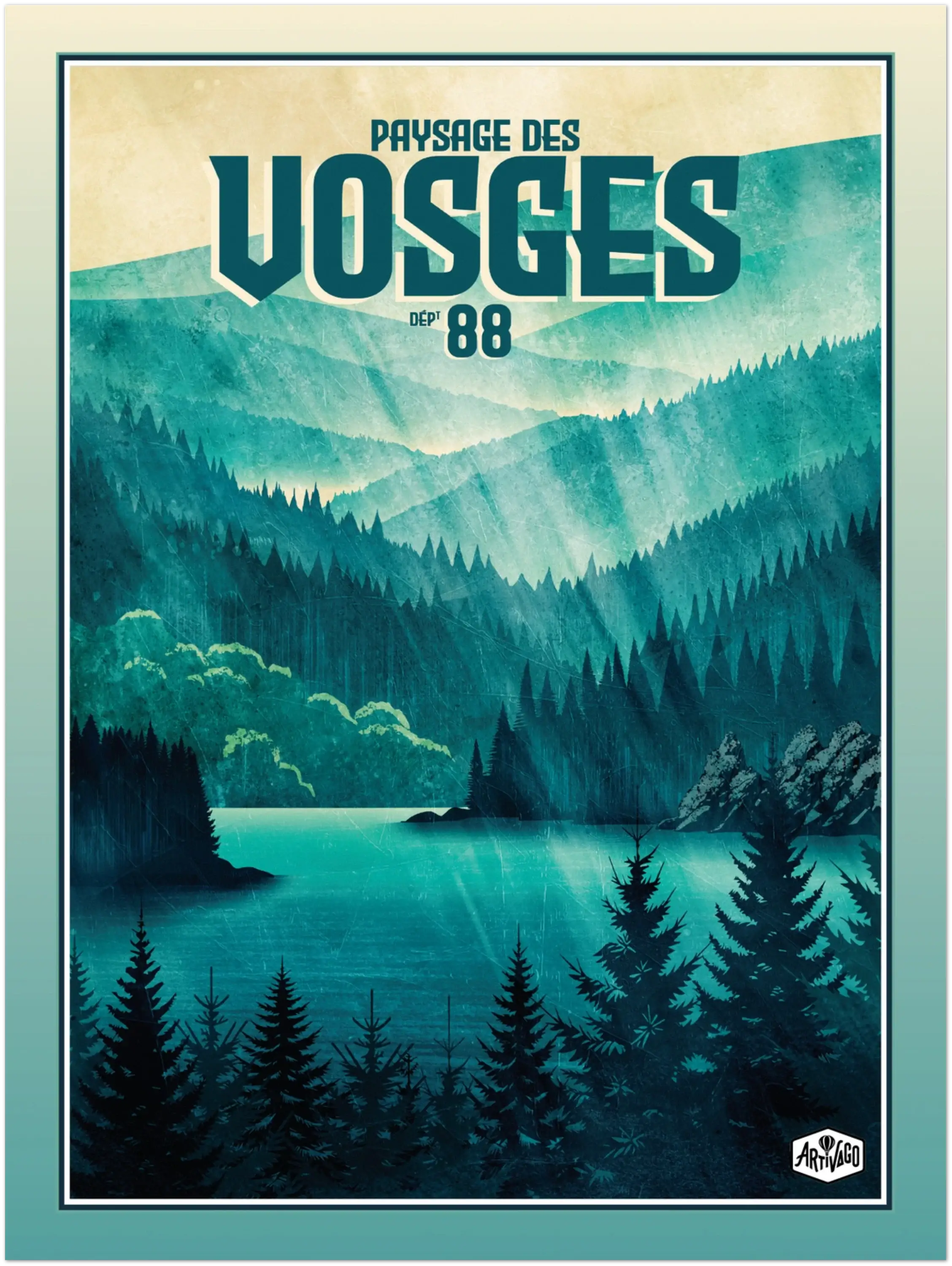Affiche forêt des Vosges « Lacs et montagnes » – format 30×40 cm seule – vue produit