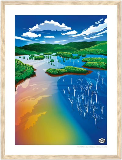 Affiche Nouvelle-Calédonie « La forêt noyée » – cadre bois naturel – format 30×40 cm