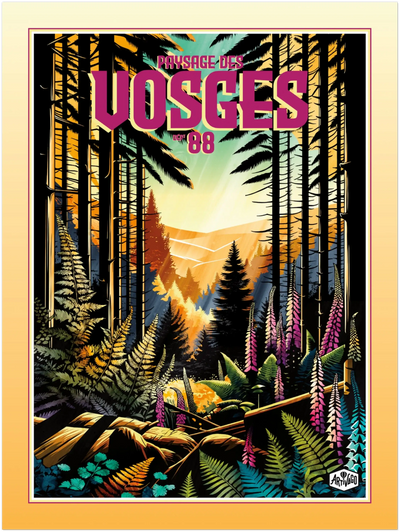 Affiche forêt des Vosges « Forêt en lumière » – format 30×40 cm seule – vue produit