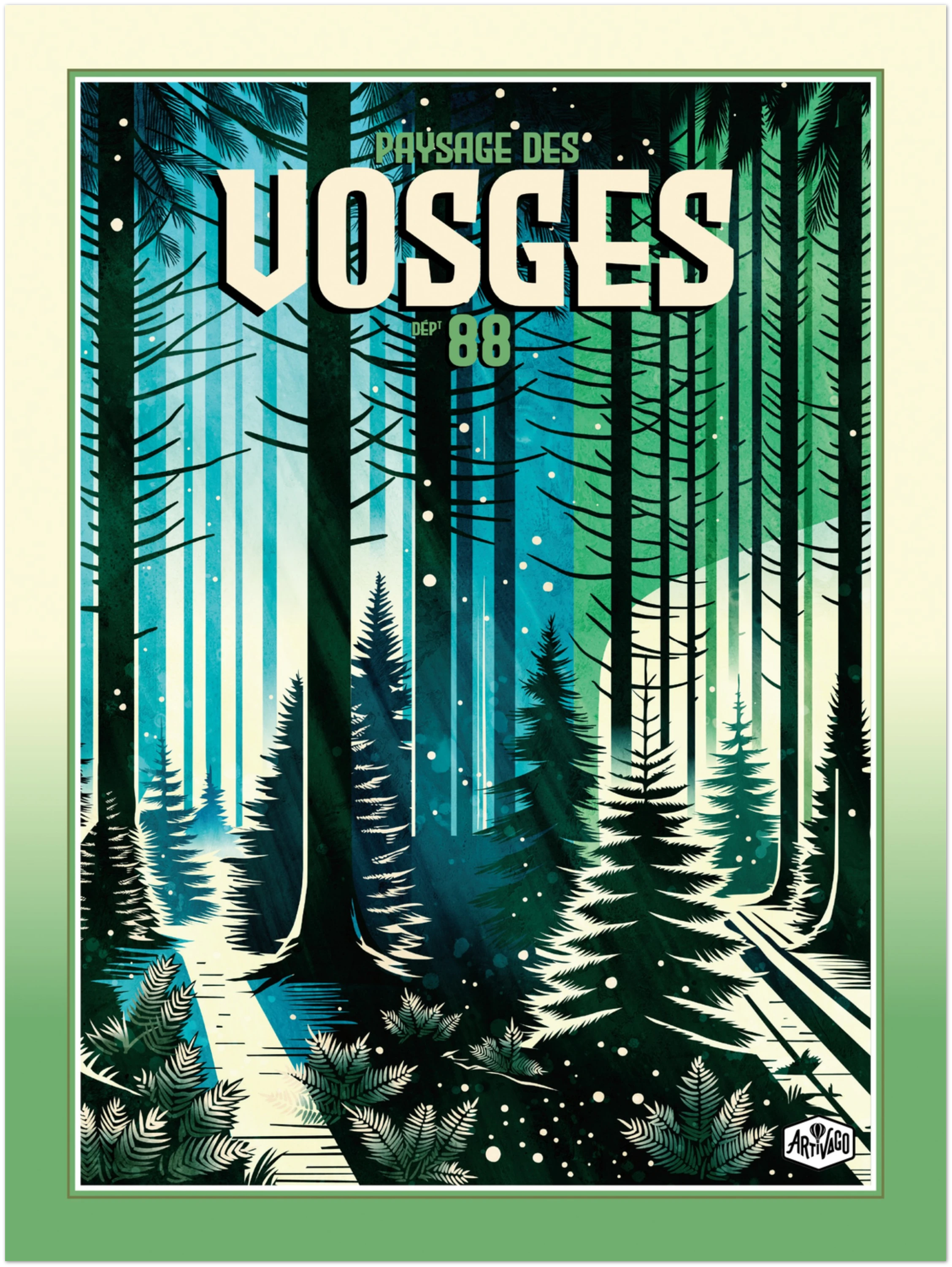 Affiche forêt des Vosges « Forêt enneigée » – format 30×40 cm seule – vue produit