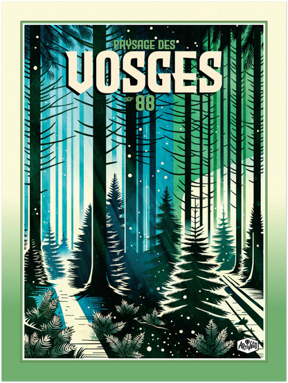 Affiche forêt des Vosges « Forêt enneigée » – format 30×40 cm seule – vue produit