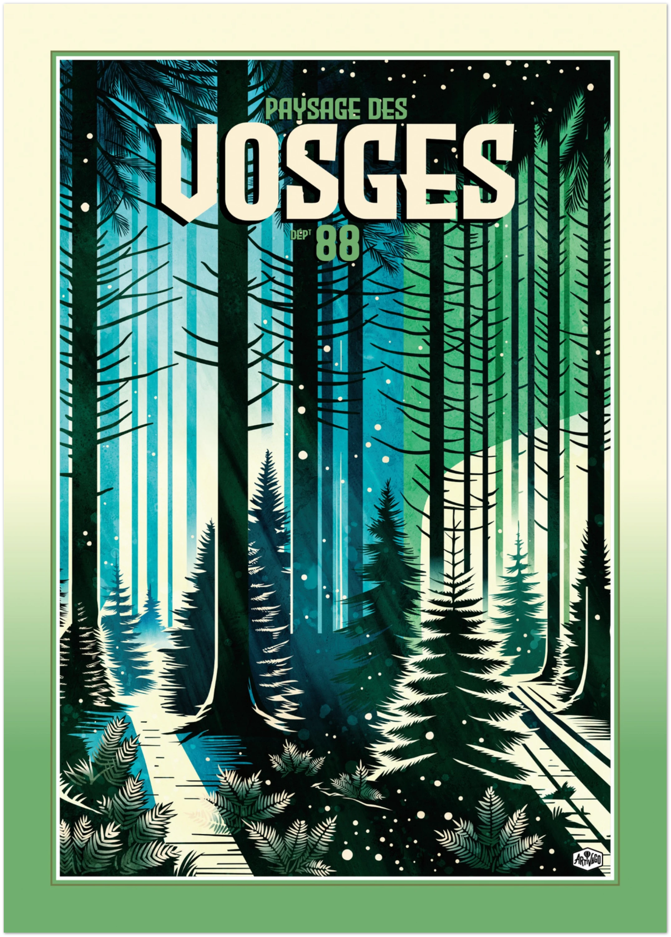 Affiche forêt des Vosges « Forêt enneigée » format 50×70 cm sans cadre – vue produit sur fond neutre
