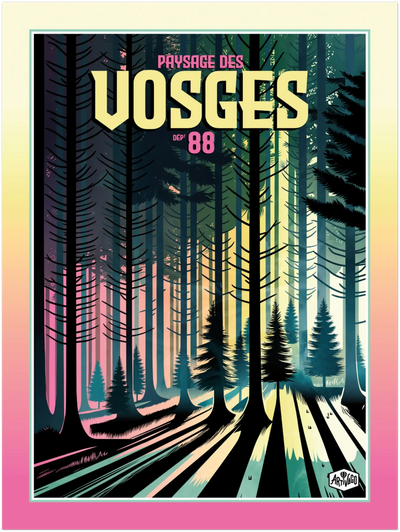 Affiche forêt des Vosges « Lumières du crépuscule » – format 30×40 cm seule – vue produit