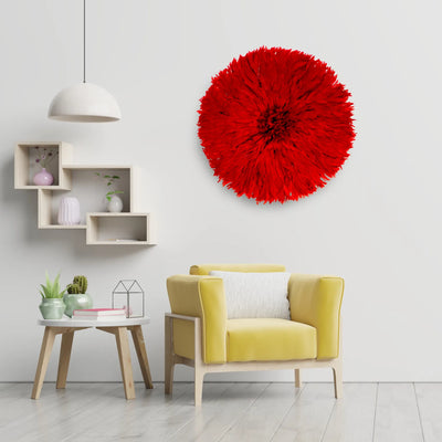 Juju hat rouge – décoration murale en plumes