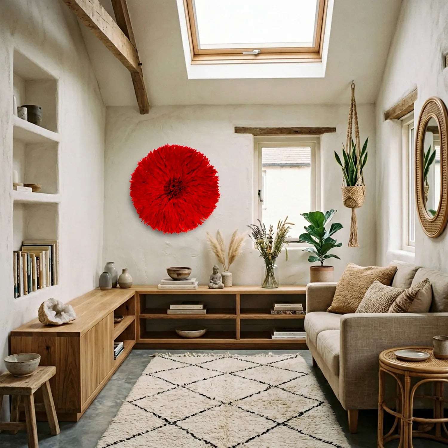 Juju hat rouge – décoration murale en plumes